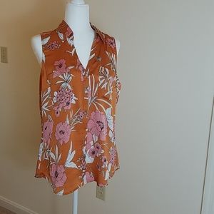 Express orange and pink flower print sleev…